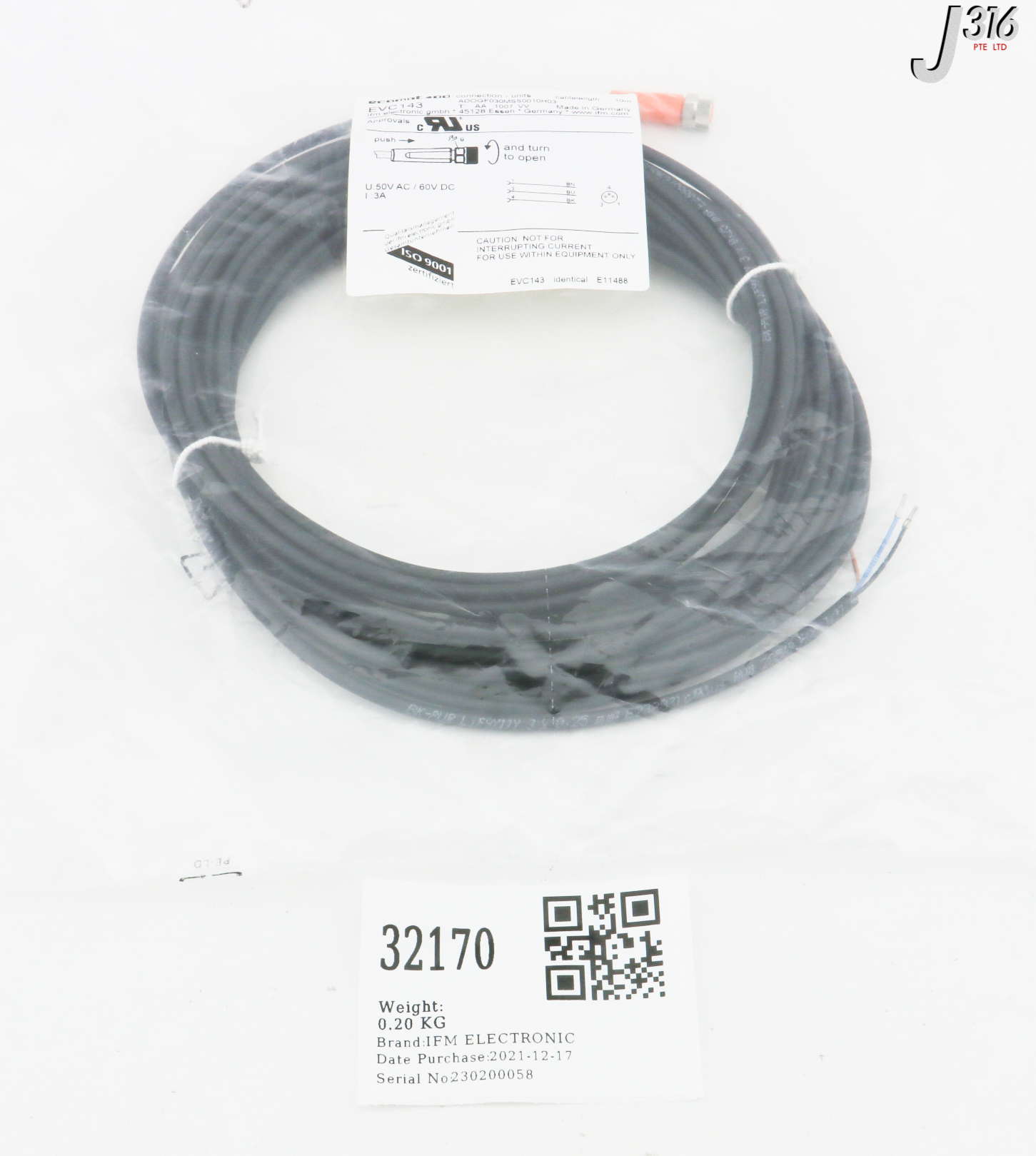 パワーステーション 32170 IFM ELEC 3 WIRE PICO M8 CORDSET STRAIGHT CONNECTOR 10M CABLE